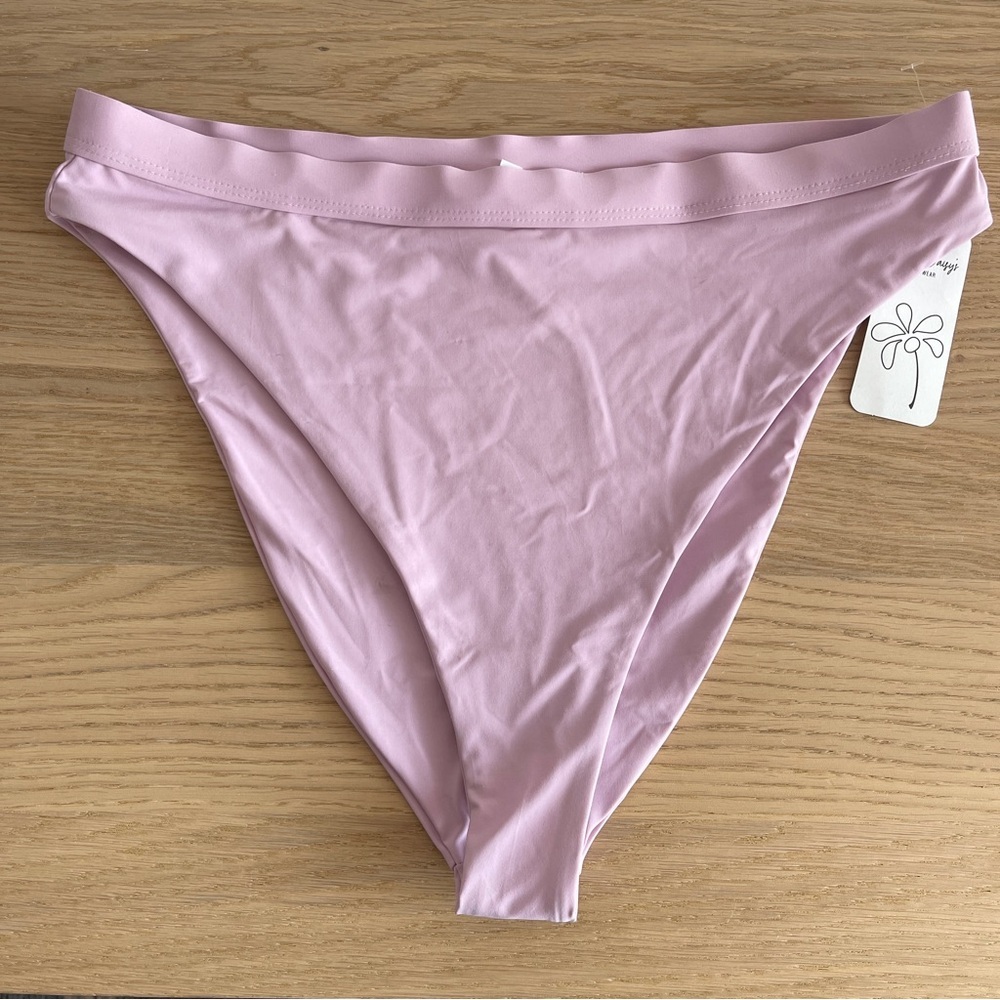 Dippin daisy Bikini Set lilac lace up top cheeky high rise bottoms XL cute solid - Picture 6 of 10
